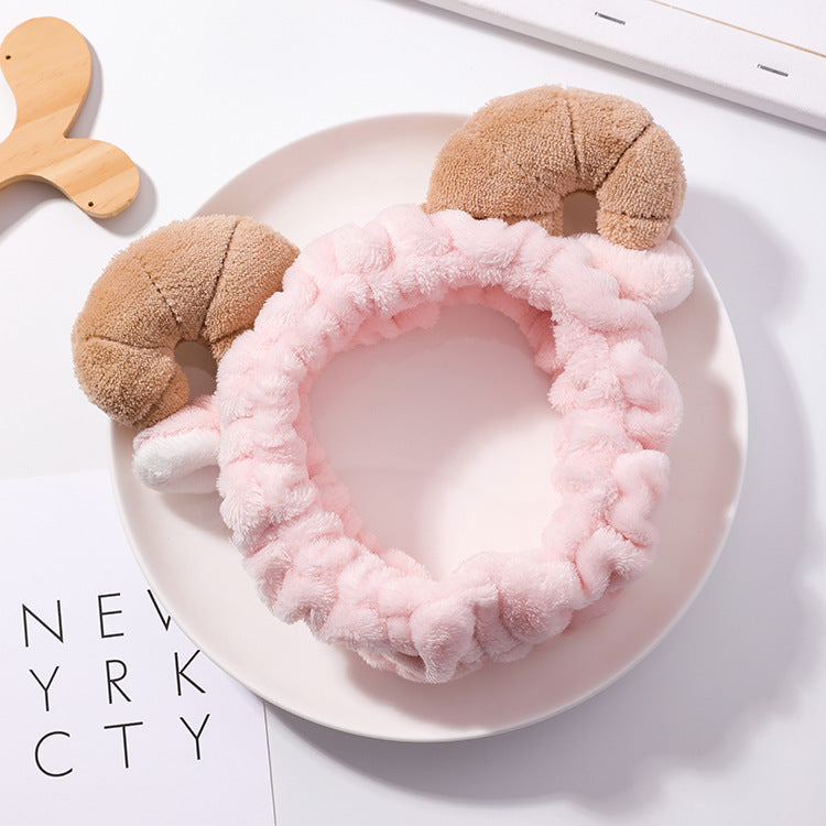 Plush headband for skincare and makeup